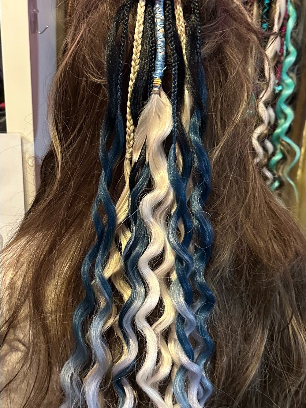 Blue and Blonde Braided Hair Extensions - Trendy Boho Accent Pieces